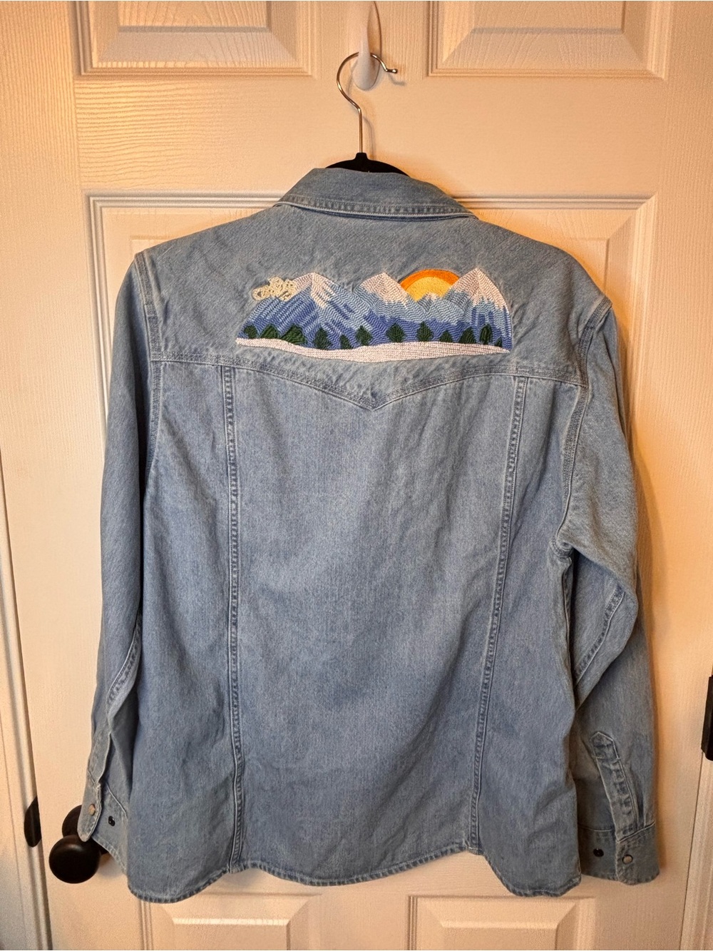Corridor Sefirot Mountain Embroidered Denim Western Snap Shirt Men’s S - Picture 4 of 16